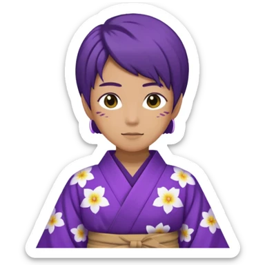 não binário japones kimono roxo sticker