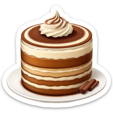 Cinematic Realistic Tiramisu Dessert Emoji, featuring layers of coffee‚Äêsoaked ladyfingers and mascarpone cream dusted with cocoa rendered with delicate textures and warm, inviting lighting. sticker