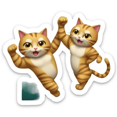 two muscular cats holding up the number 13 sticker