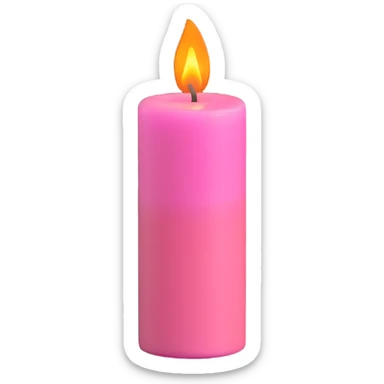 Draw a pink candle with a flame on it at an angle of 15 degrees from the horizontal. sticker