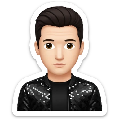 JC Chasez from 'N Sync with dark brown hair, black sequin outfit, light skin sticker