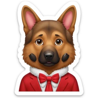 German ShepherdDog with NeckBow in red suit. sticker
