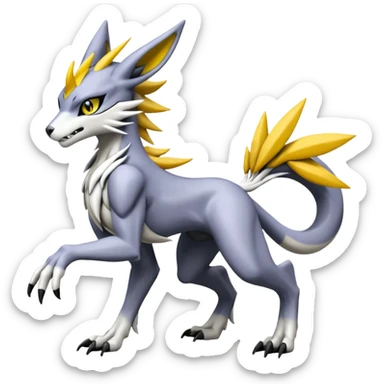 Meloetta-Wargreymon-Renamon-Sergal-Pokémon-Digimon-Fakémon-fusion-hybrid-creature sticker