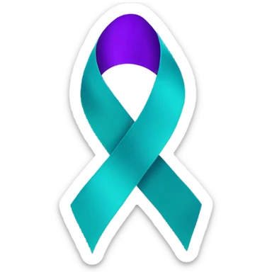 Purple teal Suicide awareness ribbon, heart cookie sticker