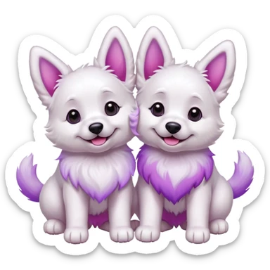 two white dogs with pink and purple dyed ears and paws sticker