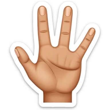 4 fingers up brown hand. Thumb tucked in sticker