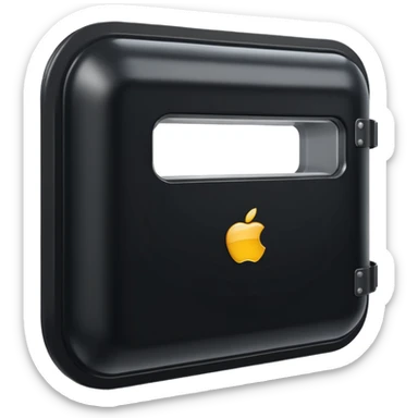 black riot shield with white letters RCR and rectangular viewing window in apple emoji style sticker