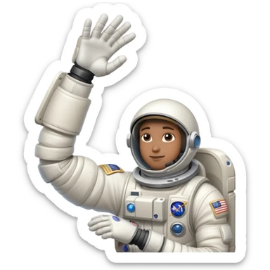 flexed biceps arm with white sleeve and astronaut gloves sticker