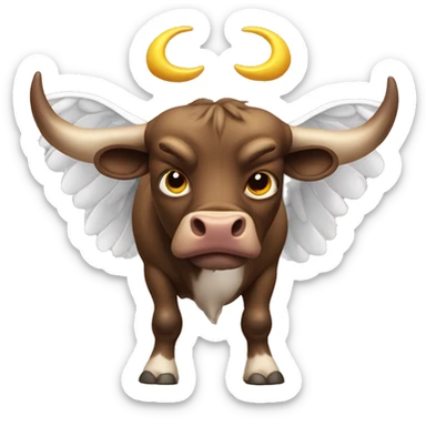 A bull human headed has wings and five legs sticker