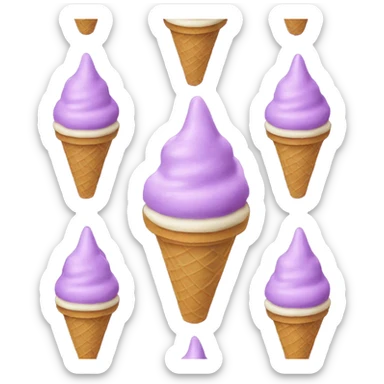 a ice cream in a cone thats purple with cat ears and has a smiley face sticker