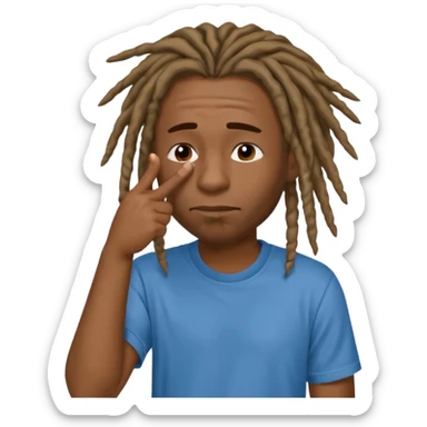 Black man with dreads wiping his nose perpendicular with index finger sticker