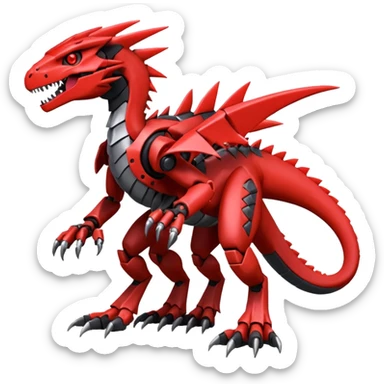 Cool Edgy Black Red Digimon-Fakemon-Guilmon-Velociraptor-Dragon-Mecha full body sticker