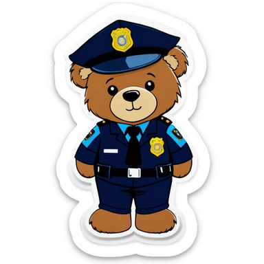 Teddy bear wearing Police uniform  sticker