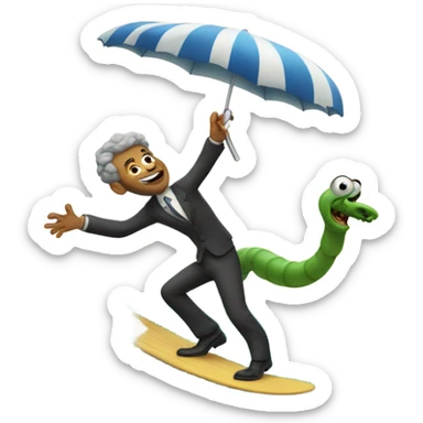 Worm surfing with a Jewish man sticker