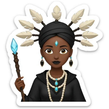 white shaman woman black clothes black accesories  sticker
