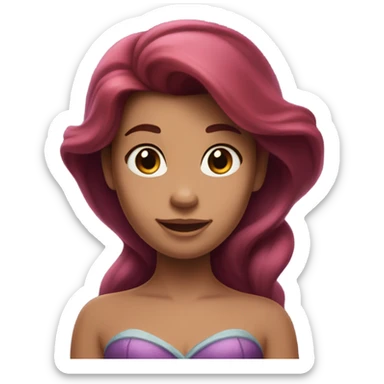 Ariel-the little mermaid-purple top-brown hair sticker