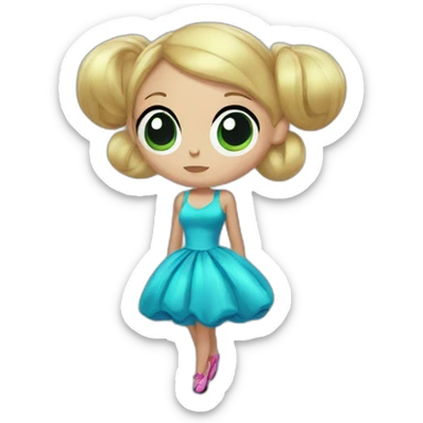 Powerpuff girls with dresses inflated  sticker
