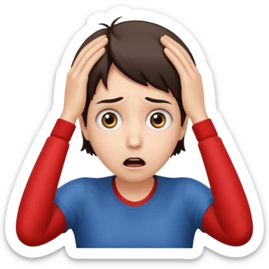 Shocked face hands on head sticker