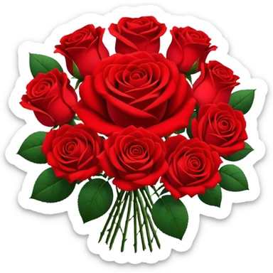 Generate an aesthetic red rose bouquet of a lot of roses sticker