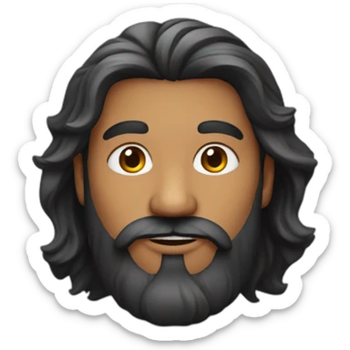 Indian man with long wavy hair and well groomed beard sticker