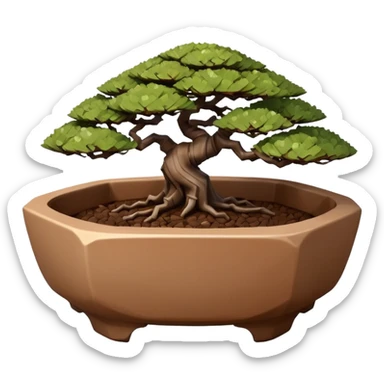Empty bonsai pot with angular faceted asymmetrical original shaped body  sticker