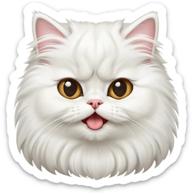 cinematic-adorable-big-eyed-fluffy-solid white-persian-cat-portrait-emoji,-head-tilted-playfully-with-a-cute,-exaggerated-yawn,-fluffy-solid white,-simplified-yet-irresistibly-cute-features sticker