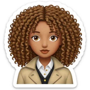 Brown skin girl with curly roots and straight ends sticker