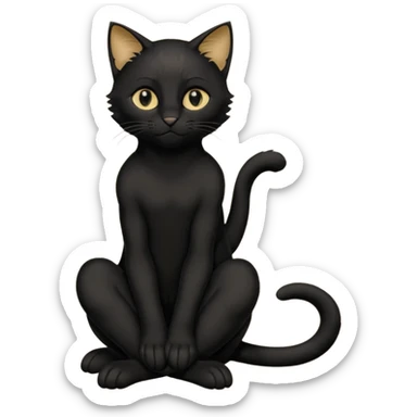 Chat noir peinture mignon assise peinture sticker
