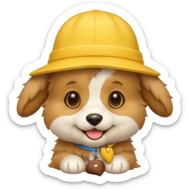 puppy dog with hat yellow sticker