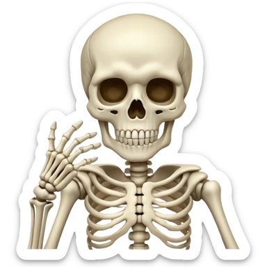 Squelette qui mes sont doigts devant la bouche  sticker