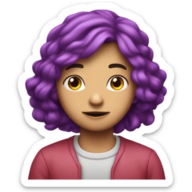 quiero un emoji que sea una carita con un corazon morado sticker