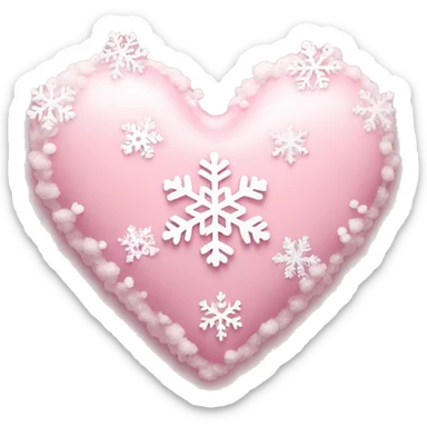 Light pink heart with two snowflakes beside it sticker