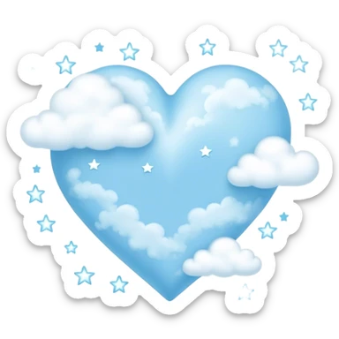 light blue heart with clouds and stars sticker