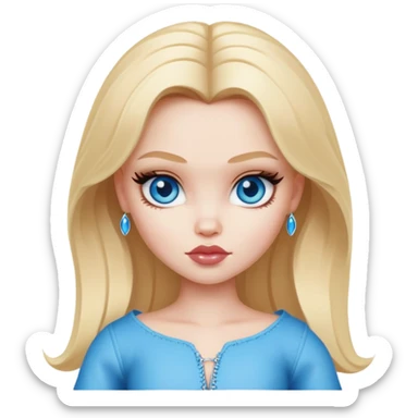 pretty bratz baddie, pale skin, blonde, blue eyes sticker