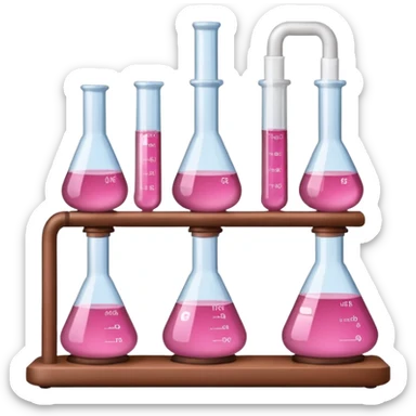 pink and brown chemistry lab equipment sticker