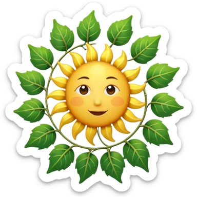 Spiral sun with vine rays sticker