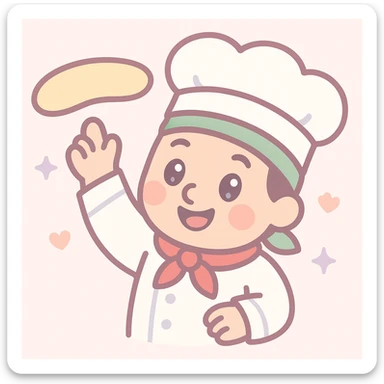 smiling Italian chef spinning pizza dough sticker