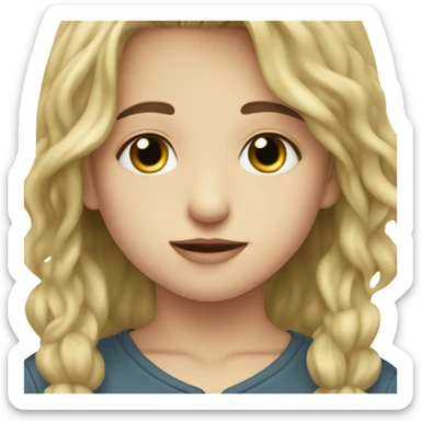 A dark brown haired boy, with brown eyes, kissing a blonde girl with blue green eyes sticker