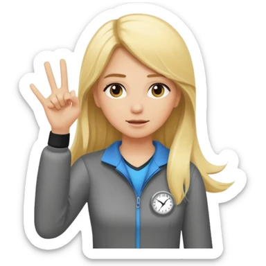 blonde cartoon girl long hair sports coach signaling time out sticker