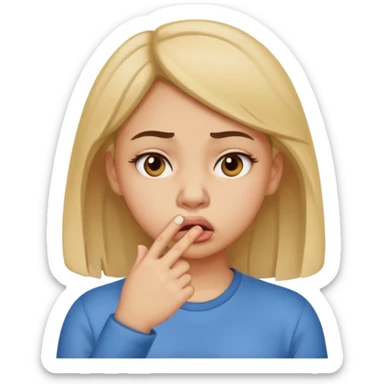 create a girl who is pinching her nose because she is smelling something bad sticker