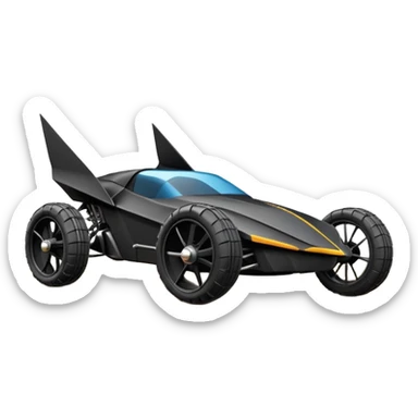  the animated series aerodynamic futuristic Batmobile loosely based on 1936 school bus (flat long straight faceted mechanical body) stealthy town hot rod sand racing buggy  sticker