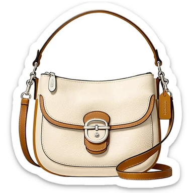Coach Women's Hadley Mini Crossbody Bag in Pebbled Leather all white beige rectangle
 sticker
