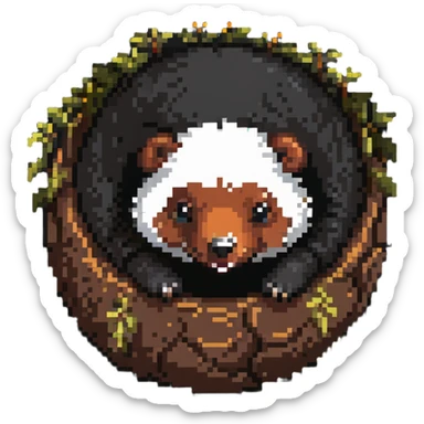 pixel art of a mole peeking out of the earth sticker