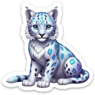 Cute cool edgy Colorful dark vibrant pastel transparent iridescent luminescent ethereal fantasy-lynx-snow-leopard-animal, full-body sticker