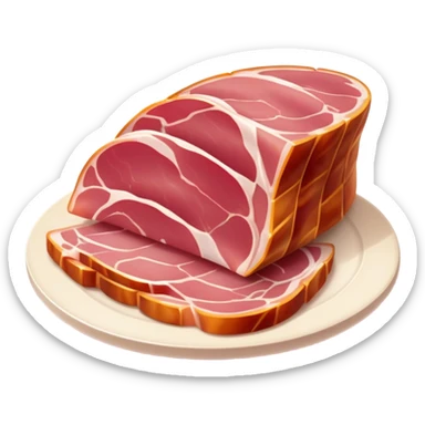 Cinematic Realistic Jam√≥n Serrano Dish Emoji, depicted as delicate, air-cured ham sliced thinly rendered with detailed textures and natural, inviting lighting. sticker