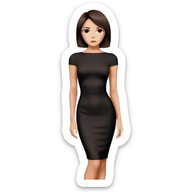 Victoria Beckham with dark brown hair in a short bob cut wearing a black bodycon dress sticker