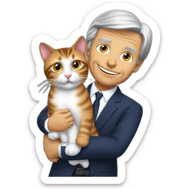 Vincent Bolloré qui caresse son chat démoniaque sticker