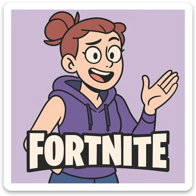 Fortnite logo, minimalistic and flat design, signature purple and blue color palette sticker