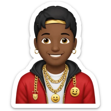 floating head of a guy with black hair and a rapper chain sticker