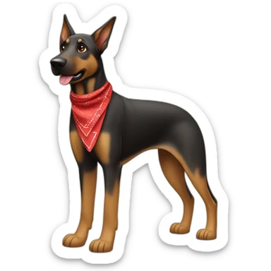 65% Coonhound 35% German Shepherd mix dog wearing small plain red bandana side view full body left facing sticker